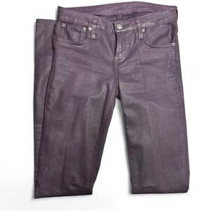 Helmut Lang Plum Coated Denim Jeans Y2K Low Rise Straight Leg